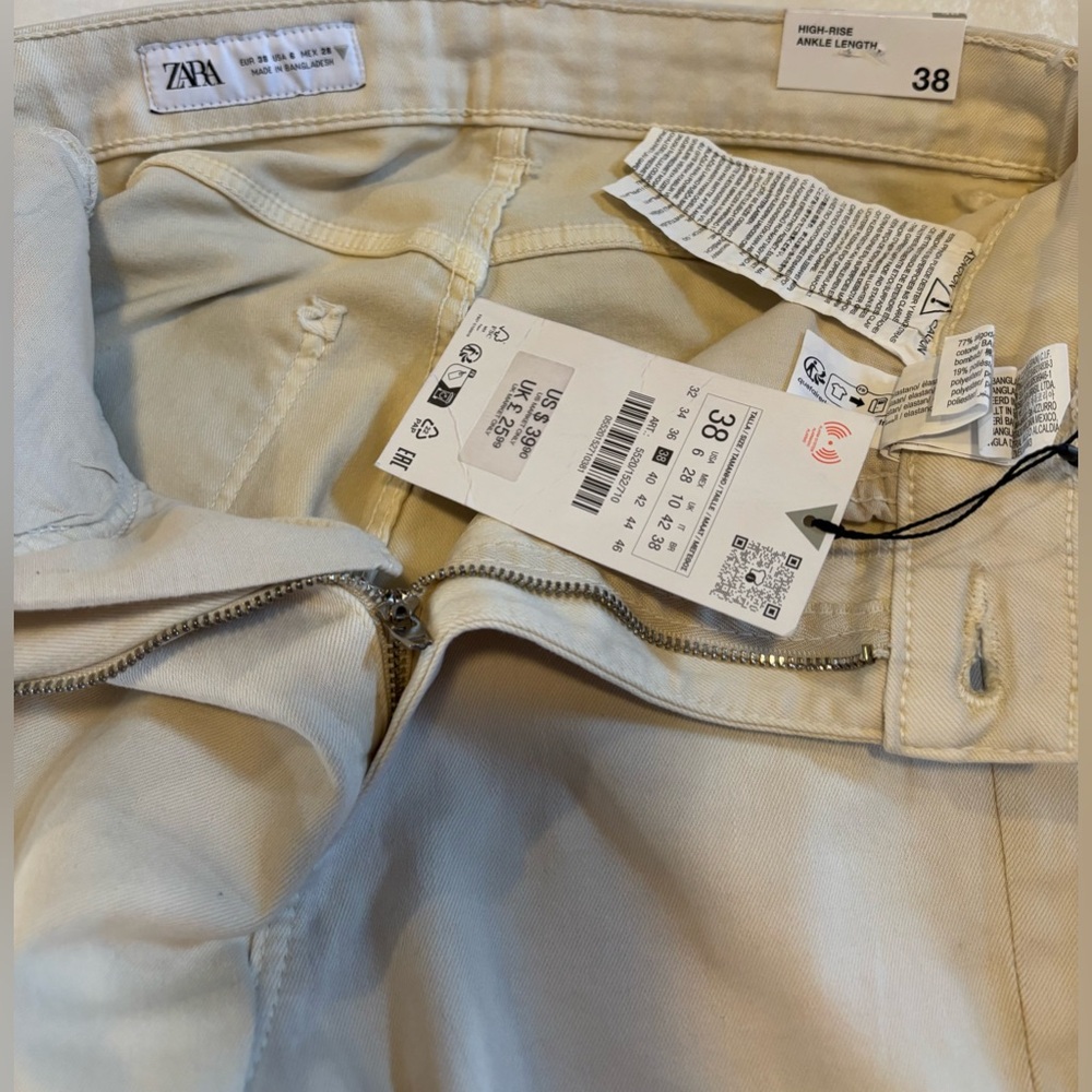 Zara Sculpt Ankle Skinny Jeans NWT size 6 (38) Light Cream / Beige - Picture 5 of 8